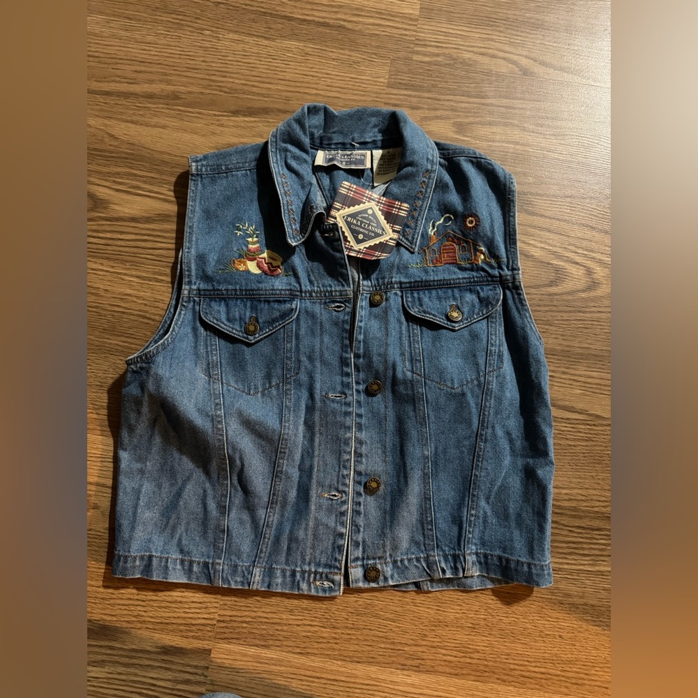 Erika Classics Embroidered Denim Vest